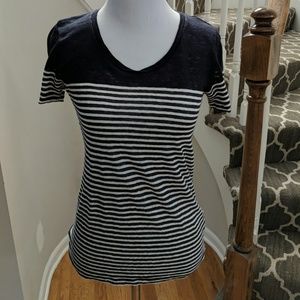 J. Crew linen navy white stripe t size XS